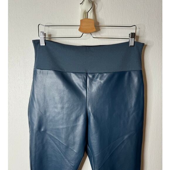 Assets by SPANX Women's Plus 1X All Over Blue Faux Leather Leggings #20258R - Picture 2 of 9